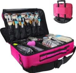 Cosmetica Koffer - Make-up Koffer Met Verstelbare Vakken - Visagie En Nagelstyliste Beauty Koffer - 40x30x14CM - Roze -Chique Cosmetica Winkel 1200x1146