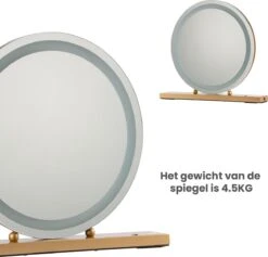 Nuvoo Make-up Spiegel - Visagie Spiegel - Hollywood Spiegel - Diameter 50cm - 3 Licht Tinten - Dimbaar - USB Telefoonoplader - Goud -Chique Cosmetica Winkel 1200x1152