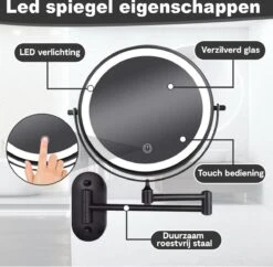 Make Up - Spiegel - Led Verlichting - 10X Vergroting - 3 Lichtstanden - Wandspiegel Rond - Badkamer - Mat Zwart - Draadloos 15 Make Up - Spiegel - Led Verlichting - 10X Vergroting - 3 Lichtstanden - Wandspiegel Rond - Badkamer - Mat Zwart - Draadloos -Chique Cosmetica Winkel 1200x1178 2