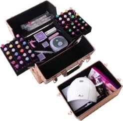 Koffer Groot Holo/Golden Rose XXL Met Opbergvakken -Chique Cosmetica Winkel 1200x1187