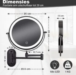 Make Up - Spiegel - Led Verlichting - 10X Vergroting - 3 Lichtstanden - Wandspiegel Rond - Badkamer - Mat Zwart - Draadloos 18 Make Up - Spiegel - Led Verlichting - 10X Vergroting - 3 Lichtstanden - Wandspiegel Rond - Badkamer - Mat Zwart - Draadloos -Chique Cosmetica Winkel 1200x1188 2