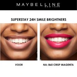 Maybelline SuperStay 24H Smile Brighters Lippenstift - 860 Crisp Magenta - Roze - Langhoudend -Chique Cosmetica Winkel 1200x1197 11