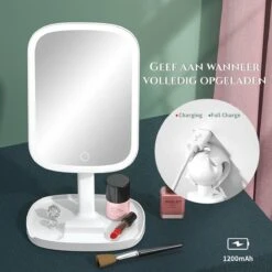 HighHome - Make Up Spiegel Met Led Verlichting - Inclusief 10x Spiegel - 3 Warmtes - 360 °C Draaibaar -Chique Cosmetica Winkel 1200x1200 255