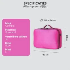Cosmetica Koffer - Make-up Koffer Met Verstelbare Vakken - Visagie En Nagelstyliste Beauty Koffer - 40x30x14CM - Roze -Chique Cosmetica Winkel 1200x1200 270