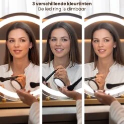 Nuvoo Make-up Spiegel - Visagie Spiegel - Hollywood Spiegel - Diameter 50cm - 3 Licht Tinten - Dimbaar - USB Telefoonoplader - Goud -Chique Cosmetica Winkel 1200x1200 283