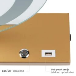 Nuvoo Make-up Spiegel - Visagie Spiegel - Hollywood Spiegel - Diameter 50cm - 3 Licht Tinten - Dimbaar - USB Telefoonoplader - Goud -Chique Cosmetica Winkel 1200x1200 285