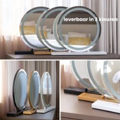 Nuvoo Make-up Spiegel - Visagie Spiegel - Hollywood Spiegel - Diameter 50cm - 3 Licht Tinten - Dimbaar - USB Telefoonoplader - Goud -Chique Cosmetica Winkel 1200x1200 286
