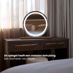 Nuvoo Make-up Spiegel - Visagie Spiegel - Hollywood Spiegel - Diameter 50cm - 3 Licht Tinten - Dimbaar - USB Telefoonoplader - Goud -Chique Cosmetica Winkel 1200x1200 287