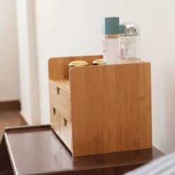 Merkloos Decopatent® Luxe Make-up Organizer Met 3 Lades - Cosmetica Organizer Make Up Met Schuiflade Bamboe Hout - Cosmeticahouder - Toren -Chique Cosmetica Winkel 1200x1200 295