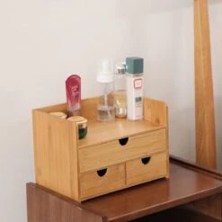 Merkloos Decopatent® Luxe Make-up Organizer Met 3 Lades - Cosmetica Organizer Make Up Met Schuiflade Bamboe Hout - Cosmeticahouder - Toren -Chique Cosmetica Winkel 1200x1200 297