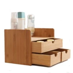 Merkloos Decopatent® Luxe Make-up Organizer Met 3 Lades - Cosmetica Organizer Make Up Met Schuiflade Bamboe Hout - Cosmeticahouder - Toren -Chique Cosmetica Winkel 1200x1200 298