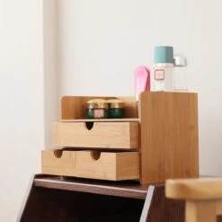 Merkloos Decopatent® Luxe Make-up Organizer Met 3 Lades - Cosmetica Organizer Make Up Met Schuiflade Bamboe Hout - Cosmeticahouder - Toren -Chique Cosmetica Winkel 1200x1200 299