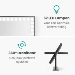 Mirlux Hollywood Spiegel Met Verlichting - Make Up - Visagie - Dimbaar LED Lampen Licht - Zwart -Chique Cosmetica Winkel 1200x1200 306
